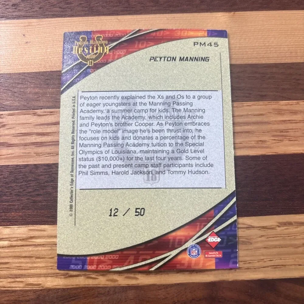 2000 Collector's Edge Peyton Manning Destiny - #PM45 Blue Holofoil /50